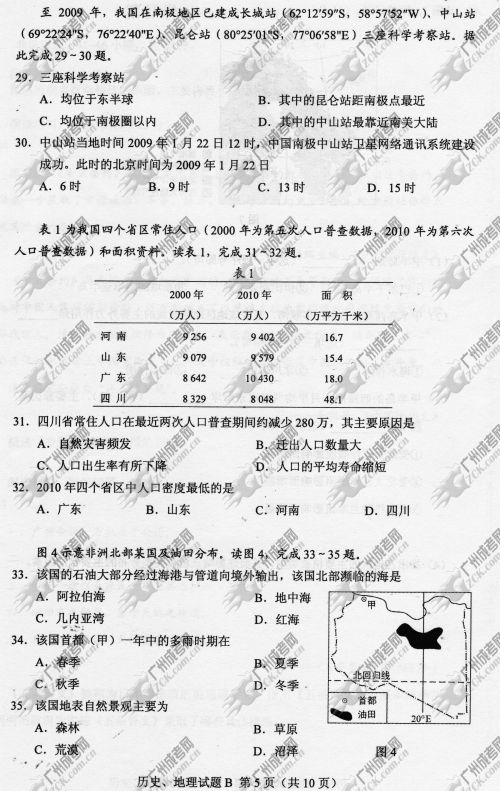 广东省成人高考2014年统一考试文科综合真题B卷
